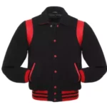 Black and Red Retro Wool Varsity Baseball Jacket