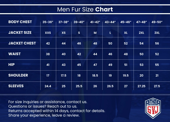SVJ - Men - Fur Size Chart-01