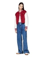 Cropped Classic Red & White Varsity Jacket - Image 5