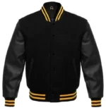 Wool Varsity Jacket with Leather Sleeves