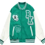 Green skull letterman jacket