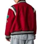 Classic Red Patch Wool Varsity Letterman Jacket - Image 2
