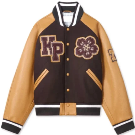 Kenzo-inspired brown varsity jacket for women