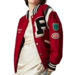 Classic Red Patch Wool Varsity Letterman Jacket - Image 4