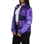 Classic Purple Wool Letterman Varsity Jacket - Image 5