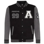 Classic Black Wool Varsity Jacket