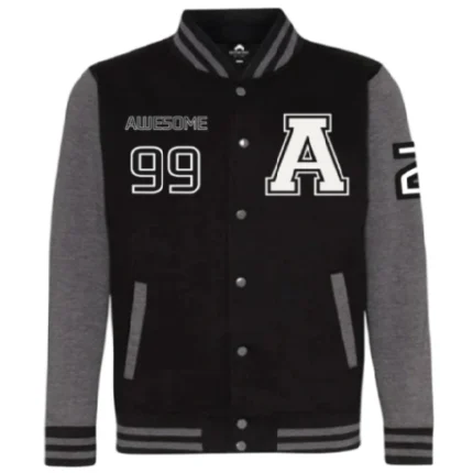 Classic Black Wool Varsity Jacket