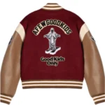 Bold Red Wool Leather Letterman Jacket - Image 2