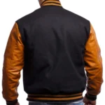 Classic Brown Varsity Jacket with Leather Sleeves - Image 2
