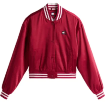 Brilliant Berry Satin Varsity Jacket