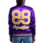Women’s Purple OVO Satin Varsity Letterman Jacket - Image 2