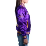 Women’s Purple OVO Satin Varsity Letterman Jacket - Image 4