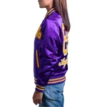 Women’s Purple OVO Satin Varsity Letterman Jacket - Image 3