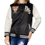 Women’s Tiger Graphic Satin Varsity Jacket - Image 2