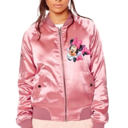 Mickey Minnie Love Pink Varsity Jacket