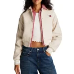 Tommy Jeans Beige Varsity Bomber Jacket for Women - Image 2