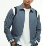 Mens Blue Varsity Bomber Zipper Jacket