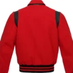 Women’s Red Bold Wool Bomber Varsity Jacket - Image 2