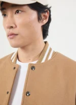 University of Pugila Tan Wool Varsity Jacket - Image 4