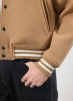 University of Pugila Tan Wool Varsity Jacket - Image 3
