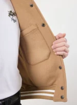 University of Pugila Tan Wool Varsity Jacket - Image 6