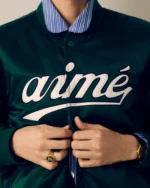 Aimé Leon Dore Inspired Green Satin Varsity Jacket - Image 2