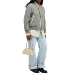 Classic Light Grey Wool Varsity Jacket - Image 3