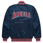 Los Angeles Angels Navy Satin Varsity Jacket - Image 2