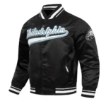 Philadelphia Eagles Script Tail Satin Varsity Jacket - Image 4