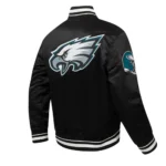 Philadelphia Eagles Script Tail Satin Varsity Jacket - Image 3