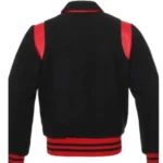 Black and Red Retro Wool Varsity Baseball Jacket - Image 2