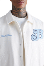 Classic B Patch White Varsity Jacket - Image 4