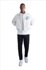 Classic B Patch White Varsity Jacket - Image 3