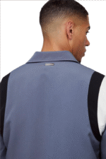 Sleek Zip Classic Blue Varsity Bomber Jacket - Image 3