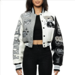 All Star Grey Wool Letterman Varsity Jacket - Image 5