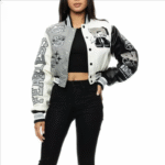 All Star Grey Wool Letterman Varsity Jacket - Image 4