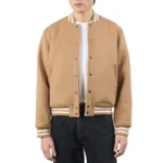 University of Pugila Tan Wool Varsity Jacket - Image 2