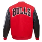 Chicago Bulls Leather Sleeves Varsity Jacket - Image 5