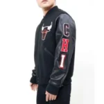 Chicago Bulls Leather Sleeves Varsity Jacket - Image 6