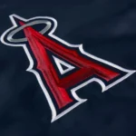 Los Angeles Angels Navy Satin Varsity Jacket - Image 3