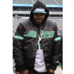 New York Jets Black Satin 90s Starter Jacket - Image 4