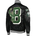 Milwaukee Bucks Black Satin Varsity Jacket - Image 3