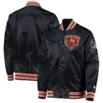 Chicago Bears Black Satin Starter Varsity Jacket - Image 2