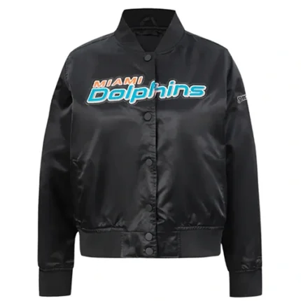 Miami Dolphins Black Satin Jacket