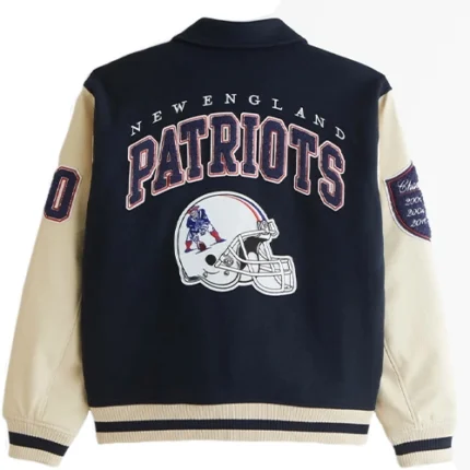 New England Patriots Navy and Off White Varsity Jacket