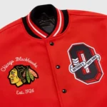 Chicago Blackhawks red wool varsity jacket