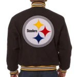 Pittsburgh Steelers Bomber Black Wool Jacket