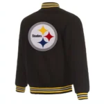 Pittsburgh Steelers Bomber Black Wool Jacket