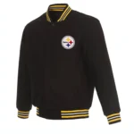 Pittsburgh Steelers Bomber Black Wool Jacket