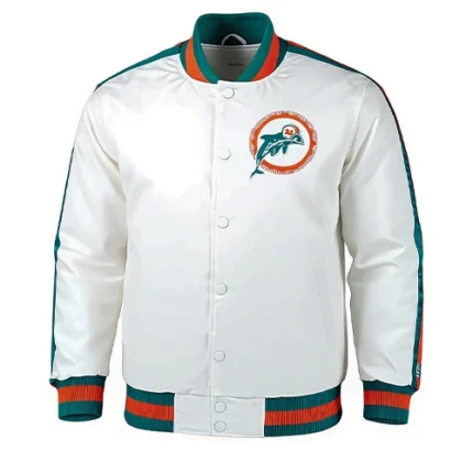 Miami Dolphins Satin White Jacket
